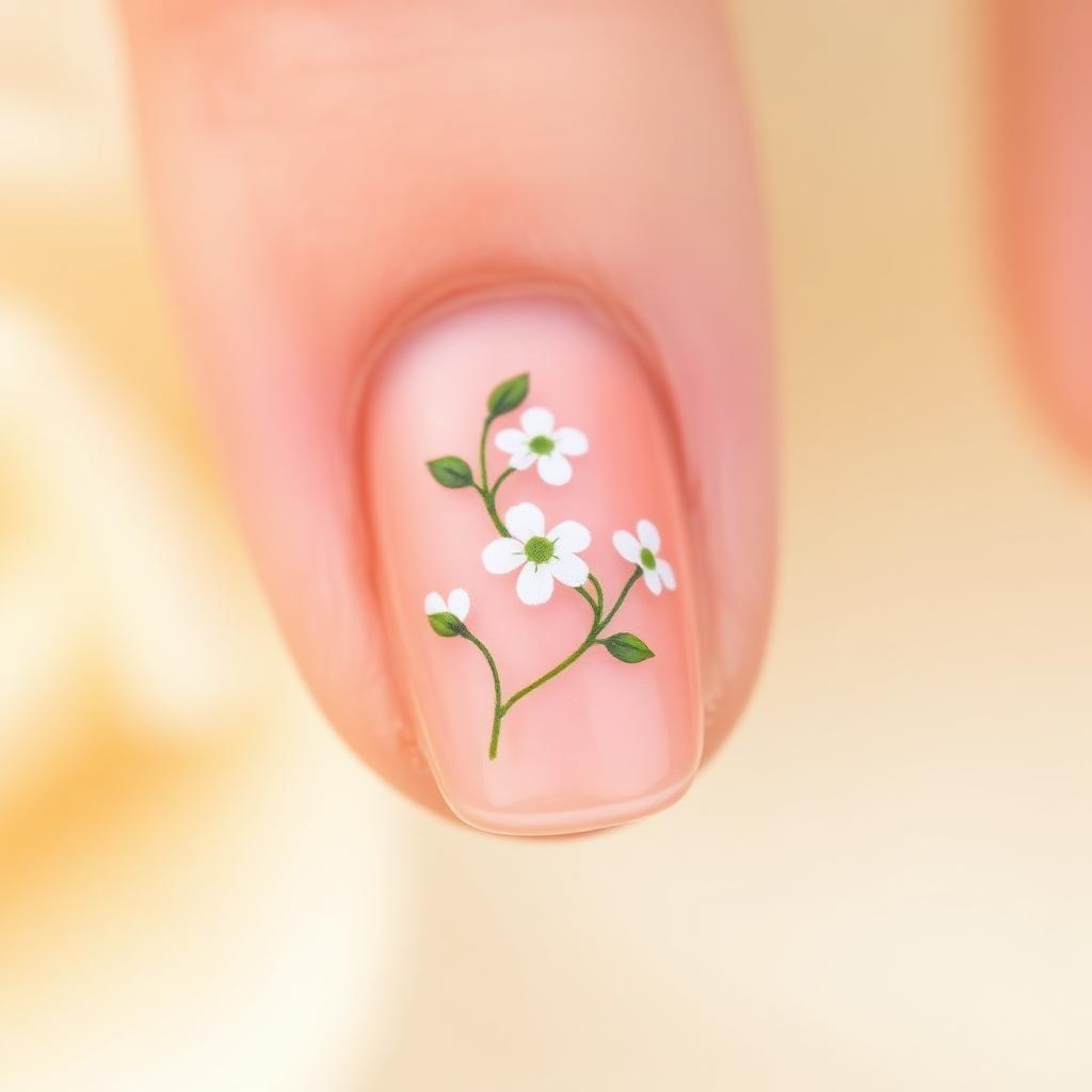 Uña con flores pintadas a mano alzada