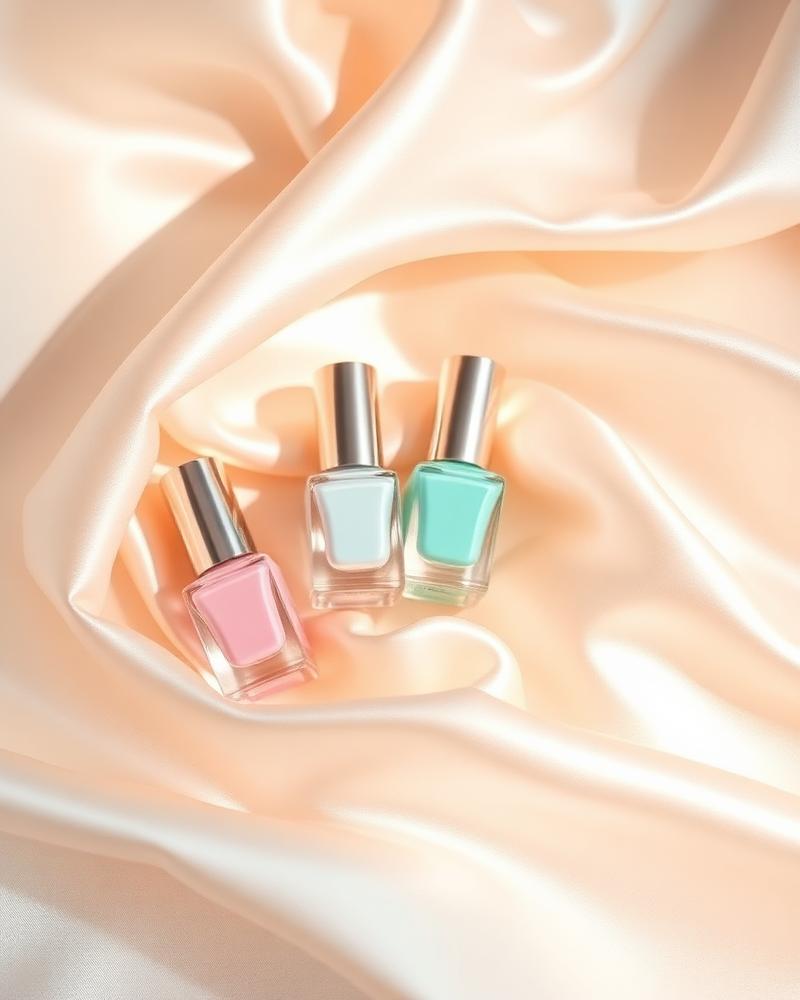 Esmaltes en tonos pastel sobre seda color crema